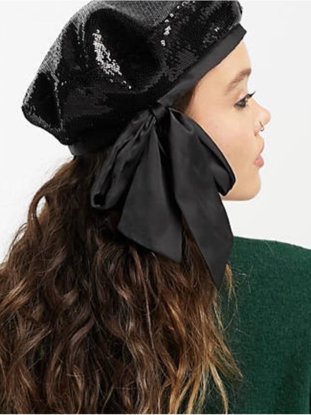 & Other Stories Sequin Beret with Satin Bow 🖤